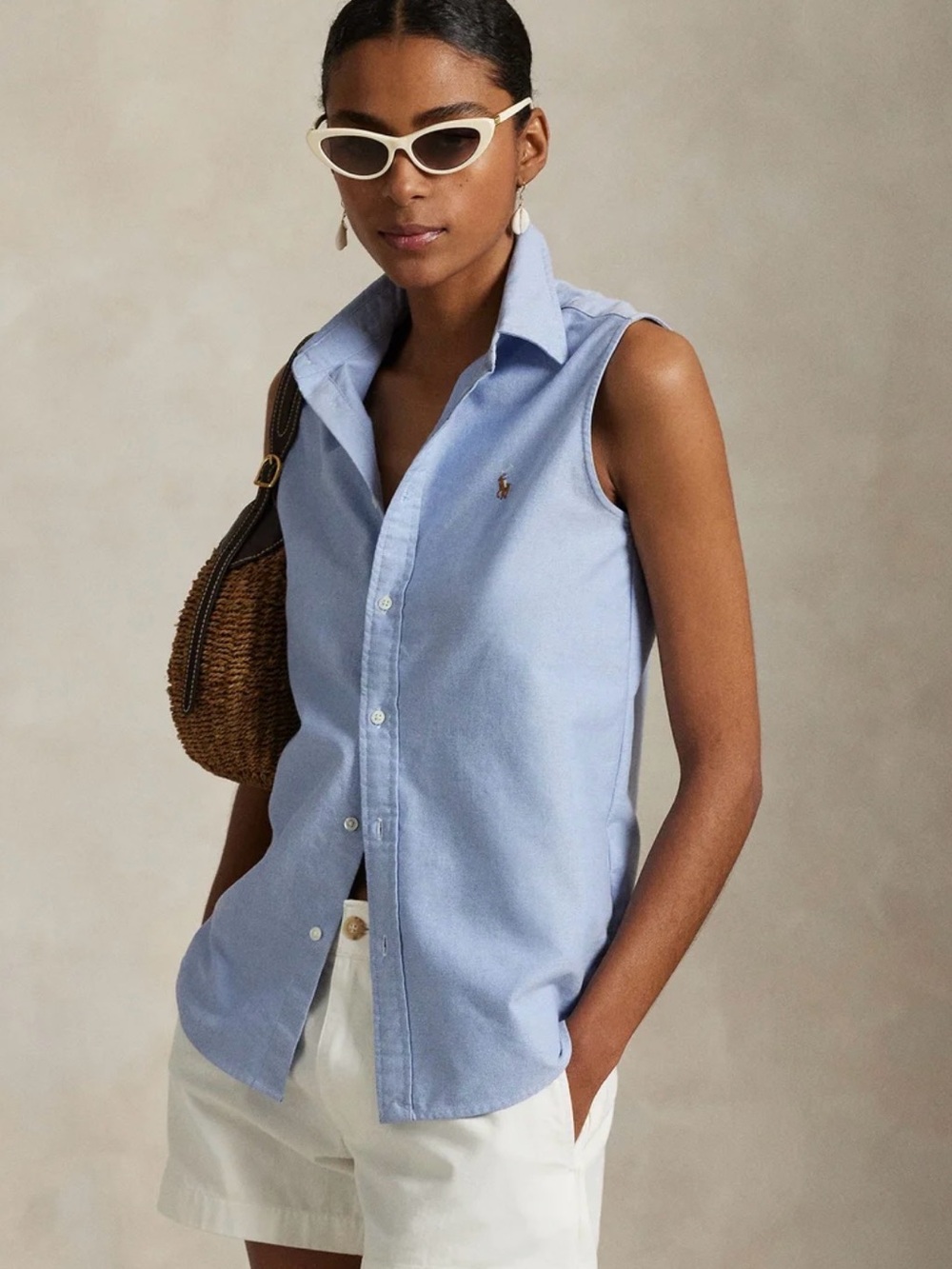 NWT Ralph Lauren Sport Light Blue Oxford Sleeveless Button Down Size Large